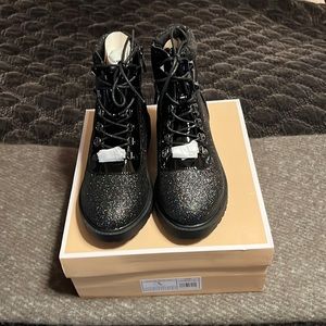 Black glitter boots